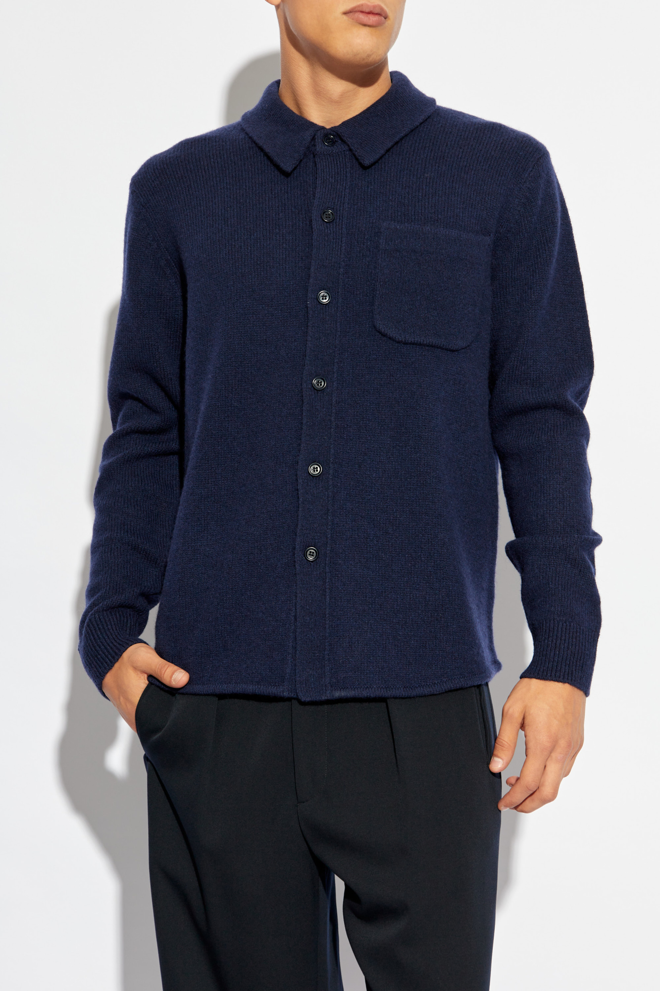 DRIES VAN NOTEN ネイビー　カーディガン S Dries Van Notenのネイビー Vネック カーディガンがセール中